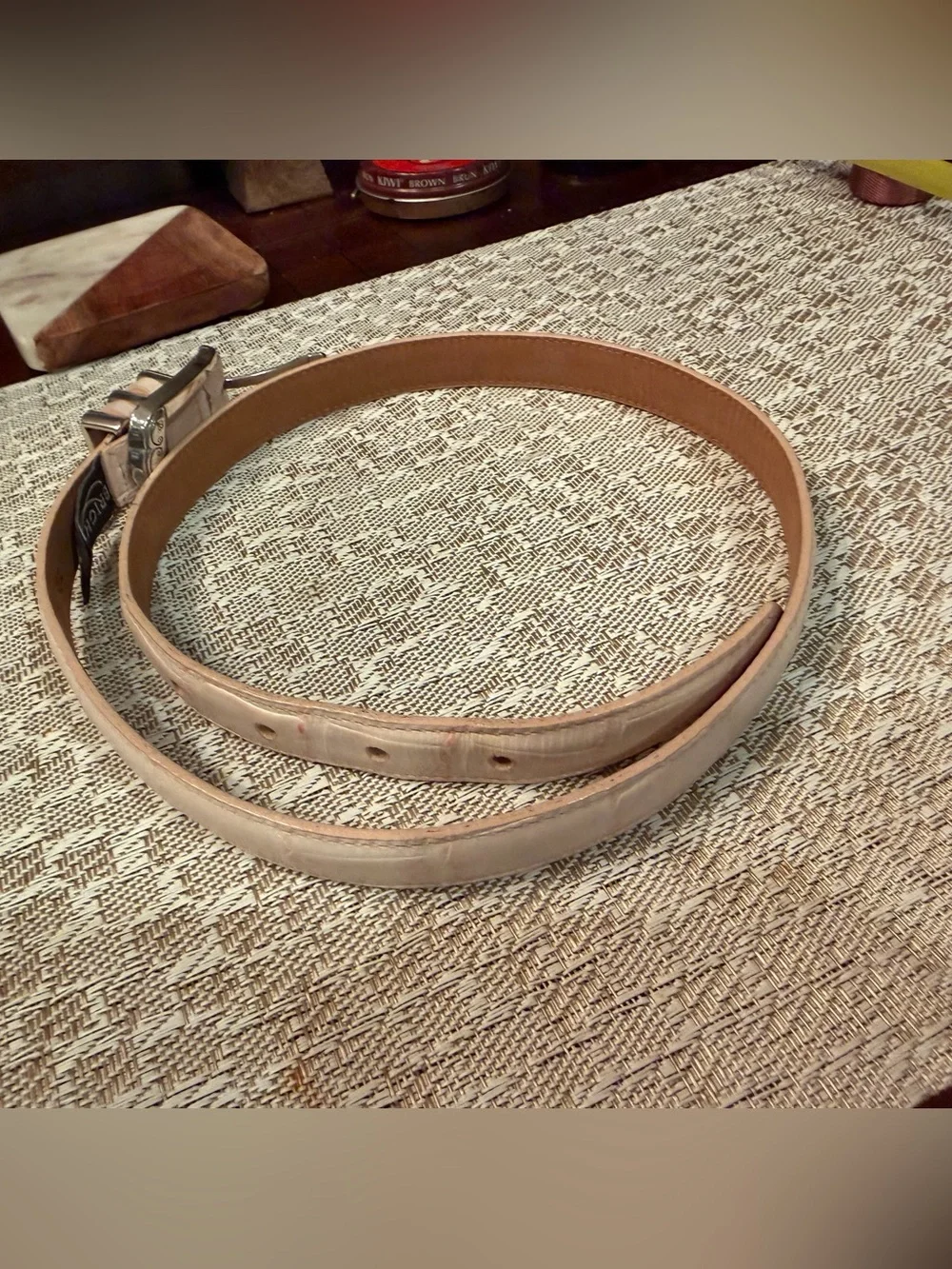 Brighton pale pink leather belt with golf dangling charms Sz M/30